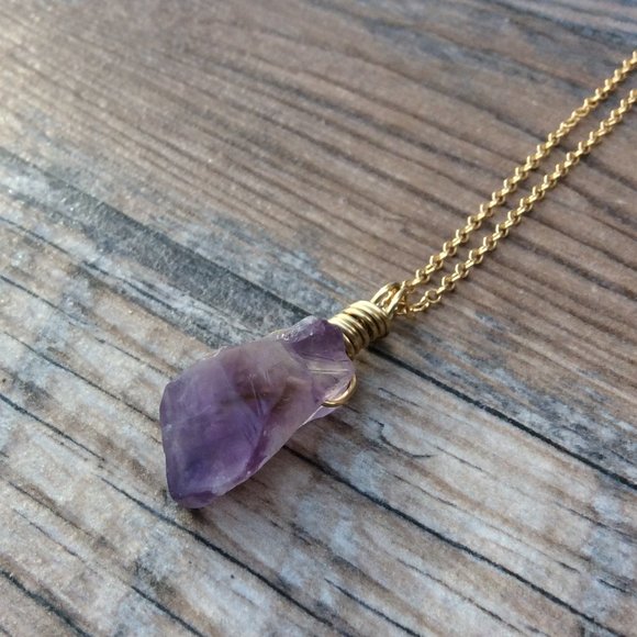 Raw Amethyst necklace, 14k gold filled, February birthstone - Picture 5 of 9